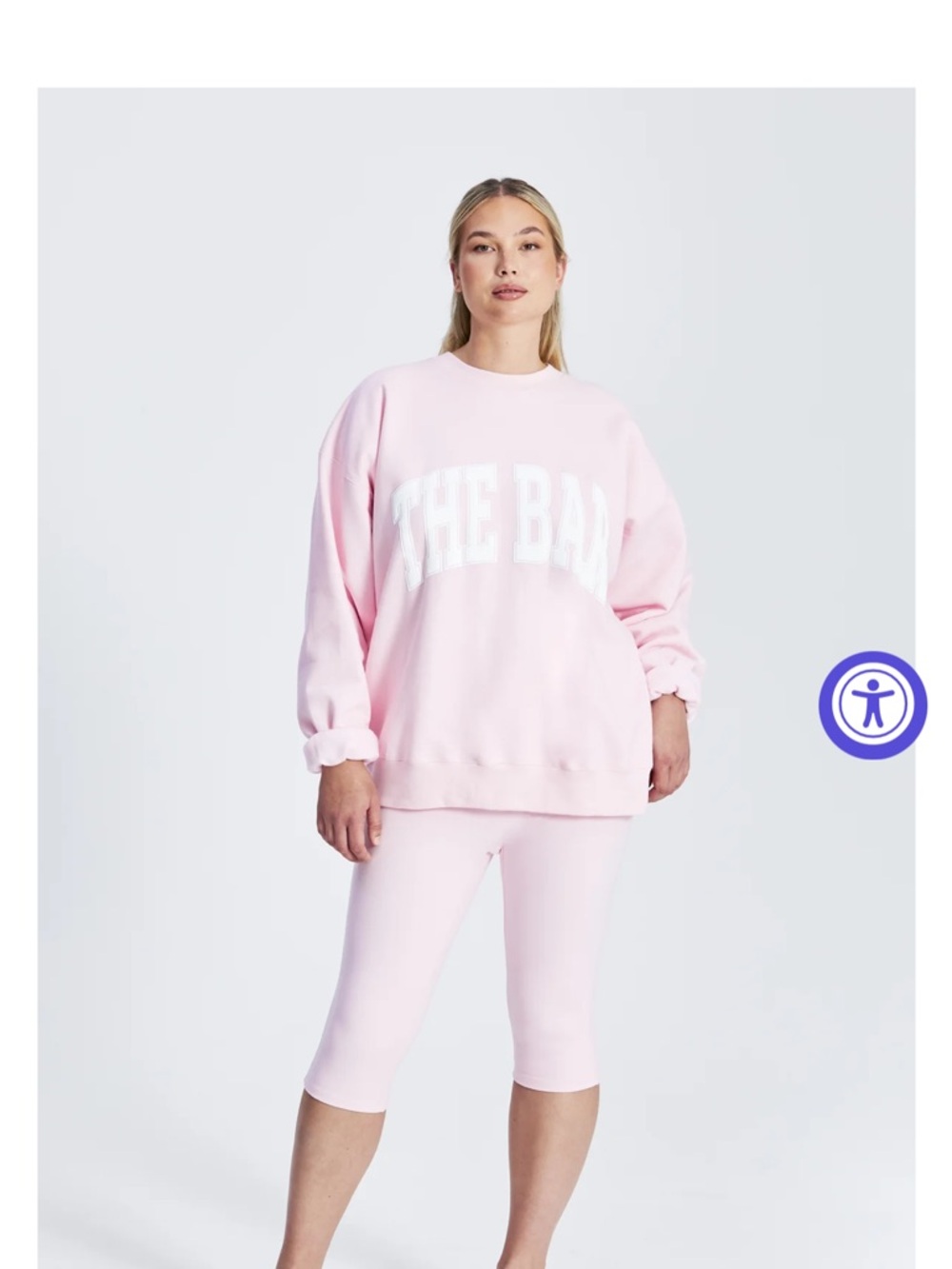 Set of 2 Oversized Pink 'THE BAR' Crewneck Sweatshirt